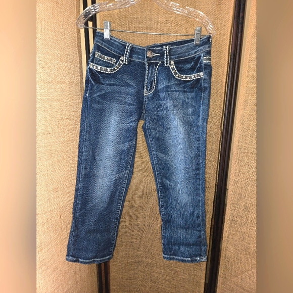 Miss Chic Jeans Denim - Women's Miss Chic Usa Stylish Blue Women's Jean Capris Bling Size 5